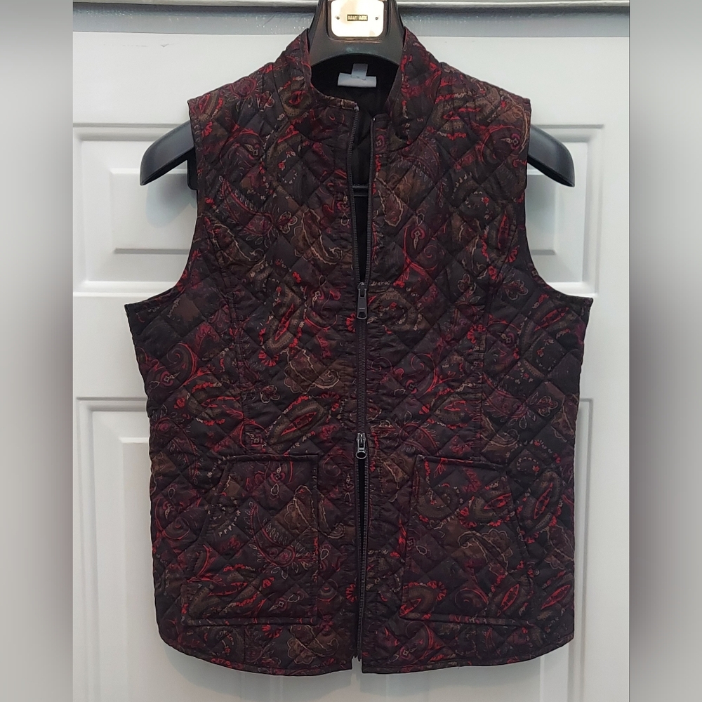J. JILL WOMEN'S PAISLEY POLYESTER FIBERFILLED HERITAGE QUILTED VEST SIZE M
